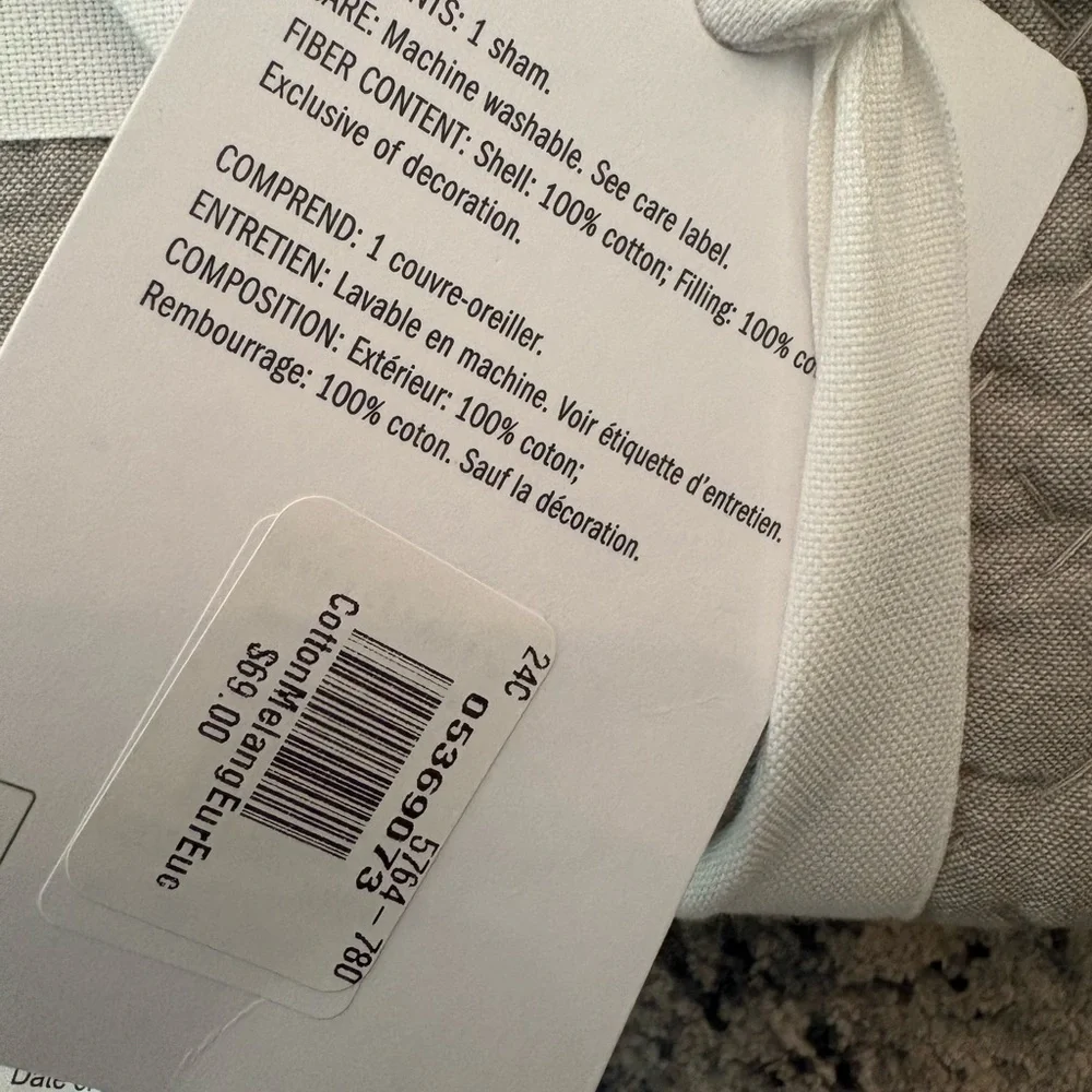 Pottery Barn Cotton Melange Euro Sham - Soft Gray‎